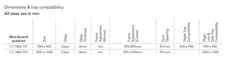 Mira Ascend Quadrant Shower Enclosure - Choose Size