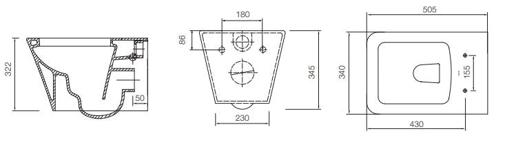 Tavistock Structure Wall Hung WC Pan + Soft Close Seat