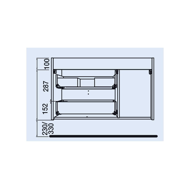 UNIIQ Sketch 900 x 450mm Wall Hung Vanity Unit with Basin - Left Handed Matt Grey