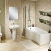 Elgin 1500 Right Hand P Shaped Reinforced Bath, Shower Screen & Side Panel