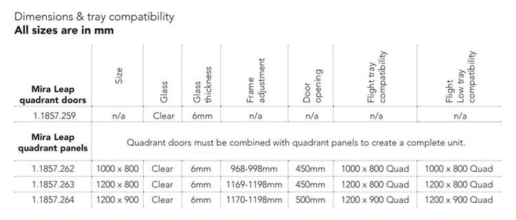 Mira Leap Offset Quadrant Shower Enclosure - Choose Size