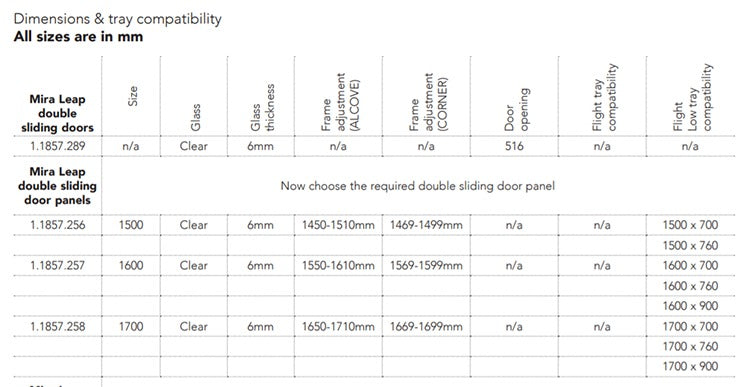 Mira 1700mm Leap Double Sliding Shower Door