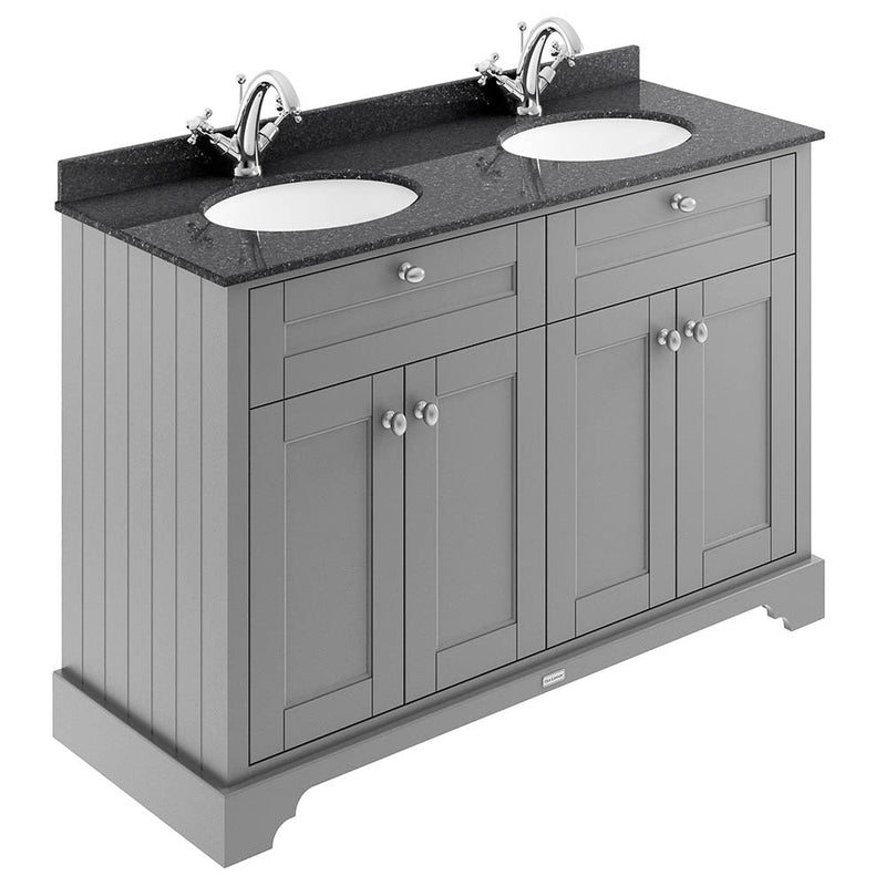 Old London 1200mm Cabinet & Double Bowl Black Marble Top - Choose Colour