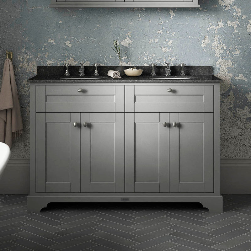 Old London 1200mm Cabinet & Double Bowl Black Marble Top - Choose Colour