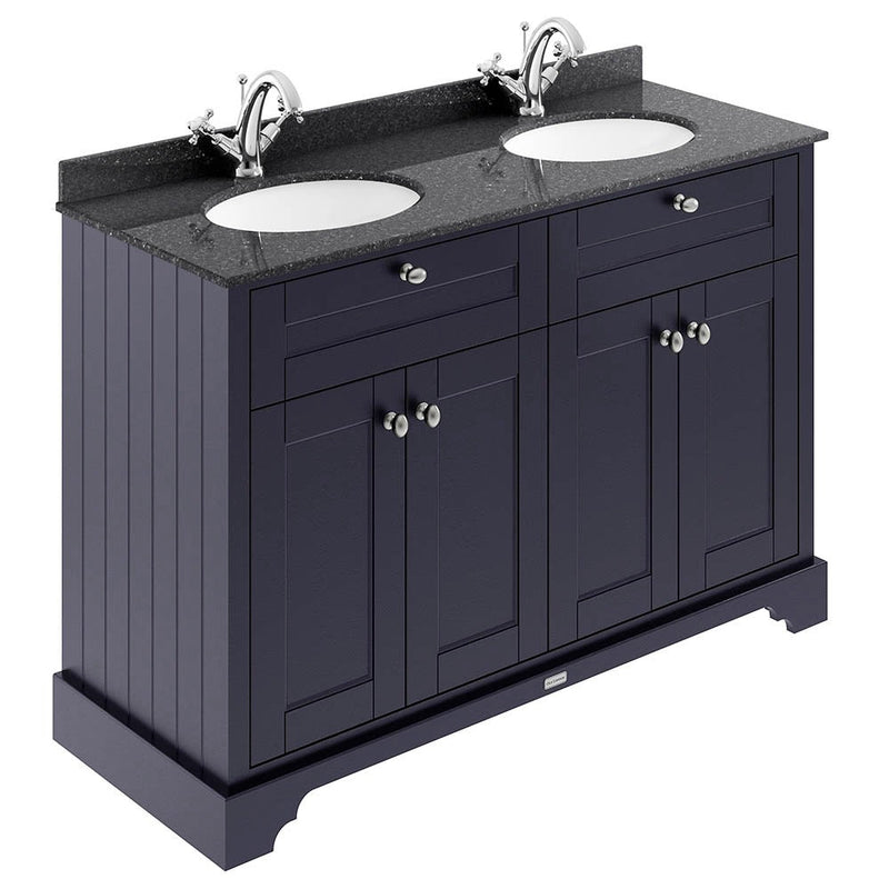 Old London 1200mm Cabinet & Double Bowl Black Marble Top - Choose Colour