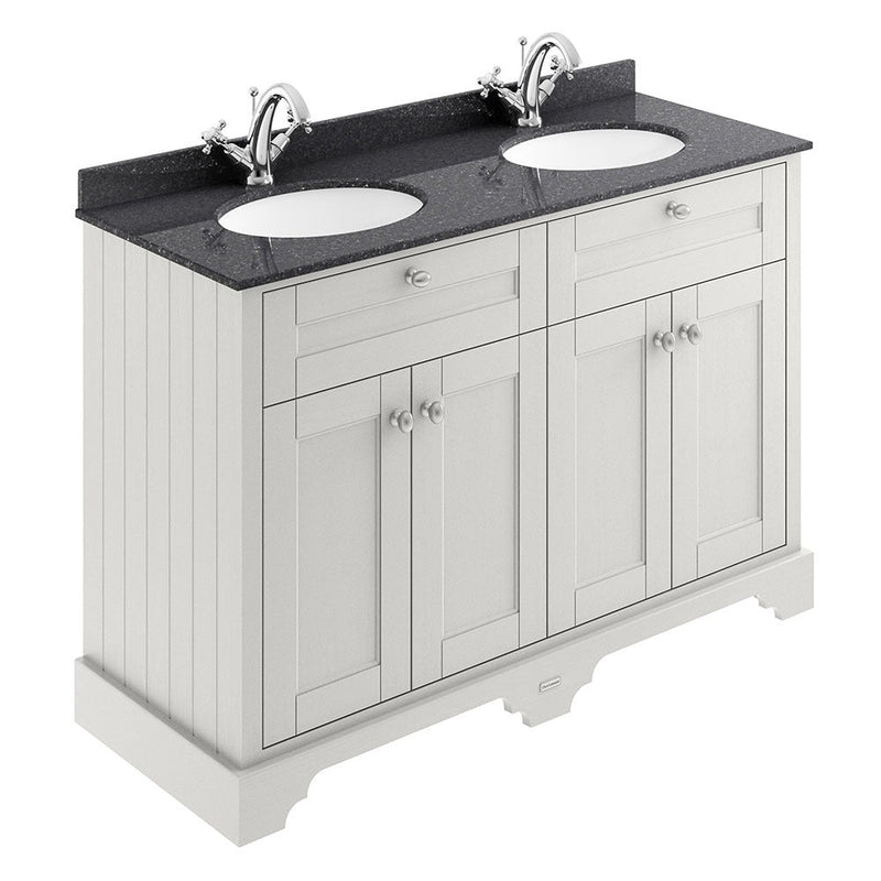 Old London 1200mm Cabinet & Double Bowl Black Marble Top - Choose Colour