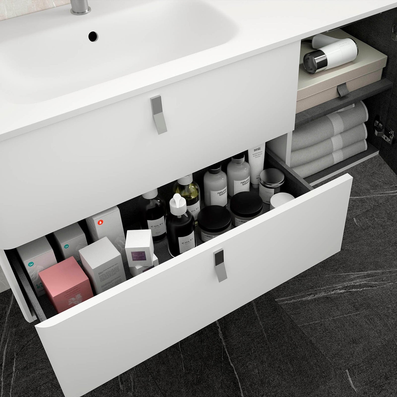 UNIIQ Sketch 900 x 450mm Wall Hung Vanity Unit with Basin - Right Hand