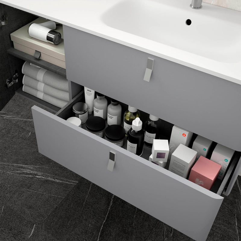 UNIIQ Sketch 900 x 450mm Wall Hung Vanity Unit with Basin - Left Handed Matt Grey