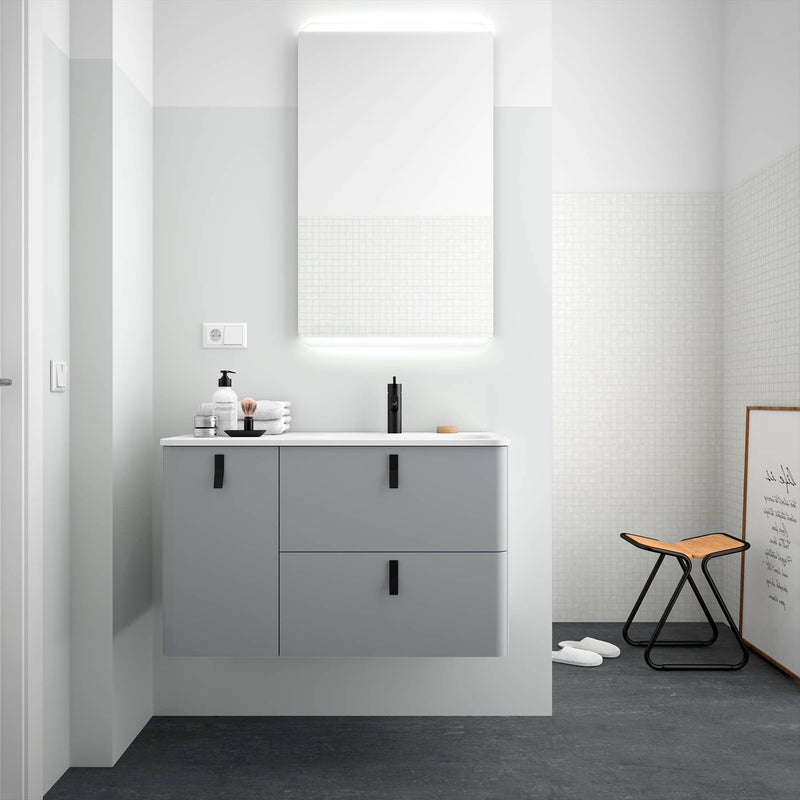 UNIIQ Sketch 900 x 450mm Wall Hung Vanity Unit with Basin - Left Handed Matt Grey