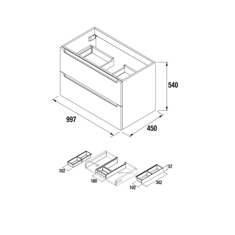 Monterrey 1000 Wall Hung Vanity Unit + Basin - Matt Macchiato