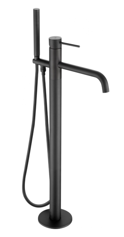 JTP VOS Noir Matt Black Floor Standing Bath Shower Mixer with Kit - Select Handle Design