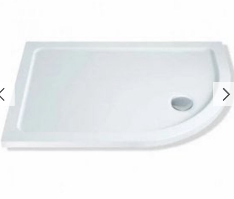 MX White Offset Quadrant Anti Slip ABS Stone Resin Shower Tray Left Hand - Select Size