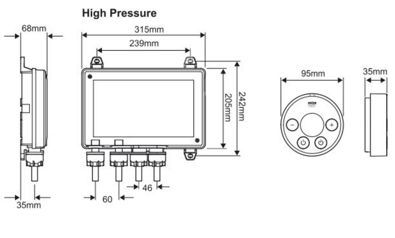 Mira Shower Platinum Thermostatic Valve/Controller Only - High pressure/Combi Boiler