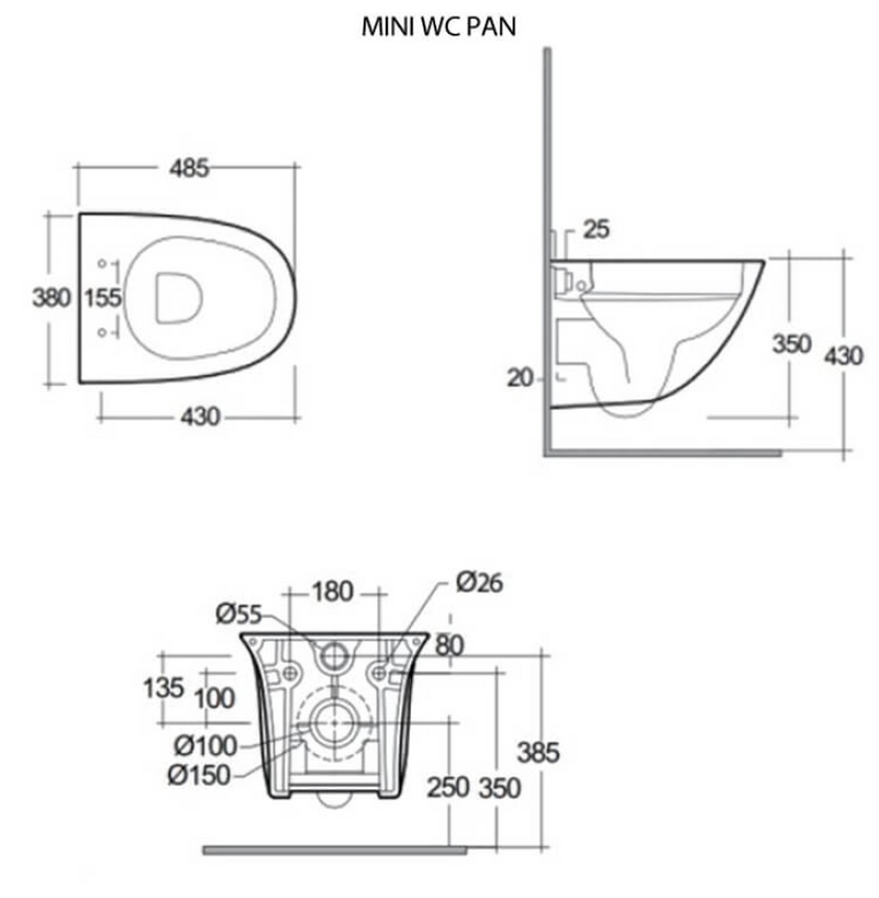 RAK Ceramics Sensation Mini Wall Hung WC with Soft Close Seat