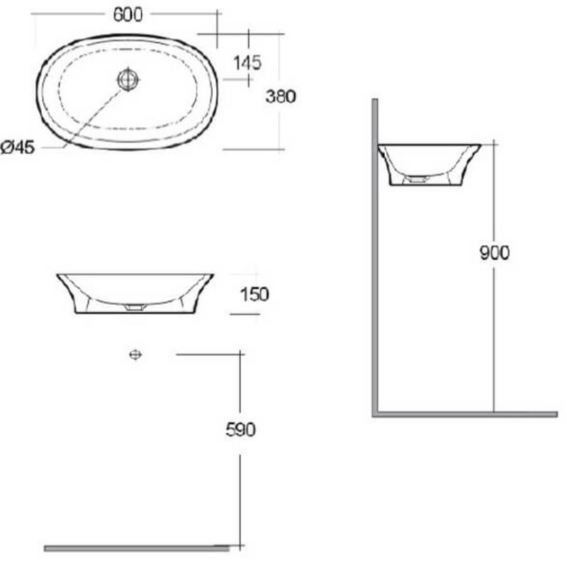 RAK Ceramics Countertop 600mm Wide Basin