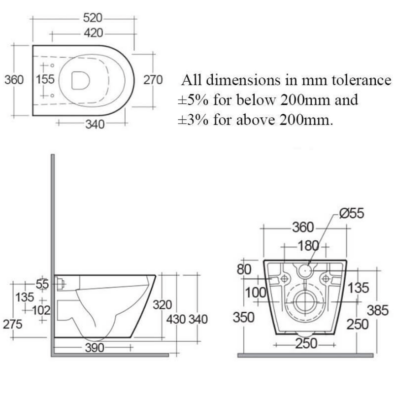 RAK Ceramics Resort Wall Hung WC with Slim Seat