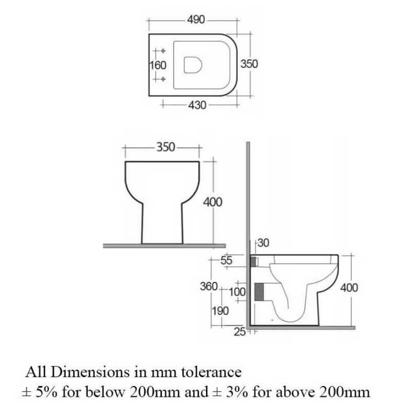 RAK Ceramics Series BTW WC Rimless with Slim Seat