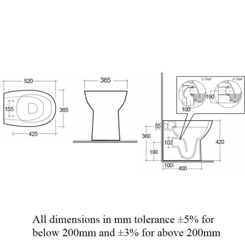 RAK Ceramics Morning Rimless Back to Wall WC Pan with Soft Close Seat