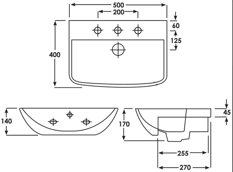 RAK Ceramics Summit 500 x 425mm Semi Recessed Basin