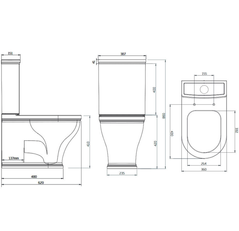 Tavistock Lansdown Short Projection BTW with Cistern & Soft Close Seat