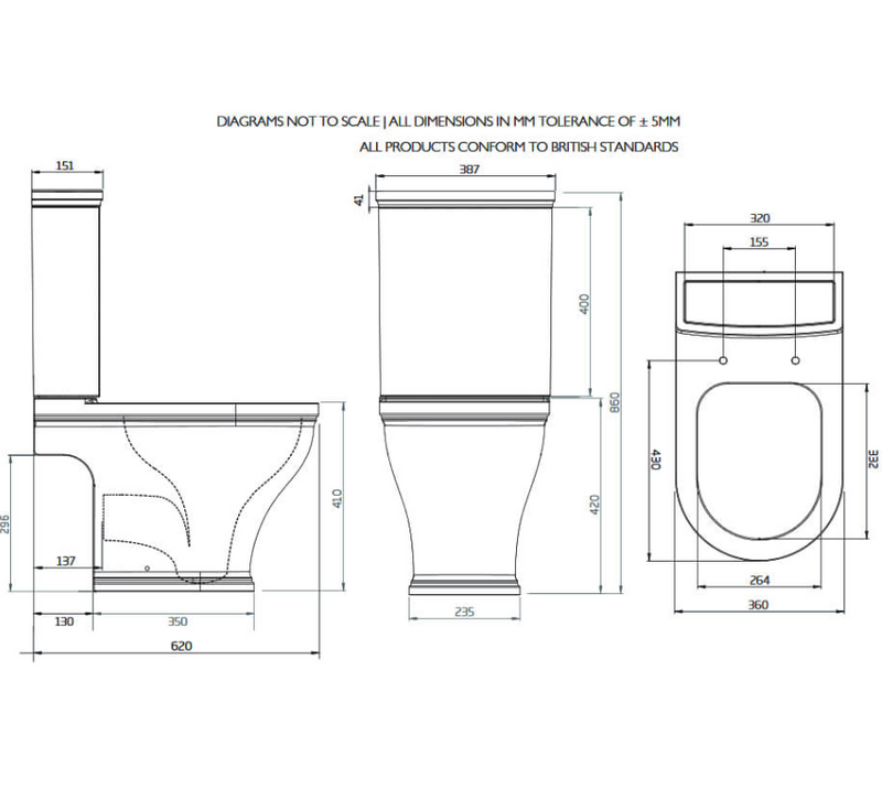 Tavistock Lansdown Short Projection Open Back WC with Cistern & Soft Close Seat