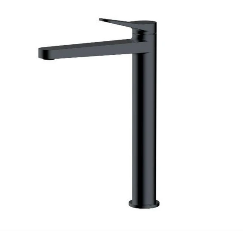 RAK Petit Round Matt Black Tall Basin Mixer Tap