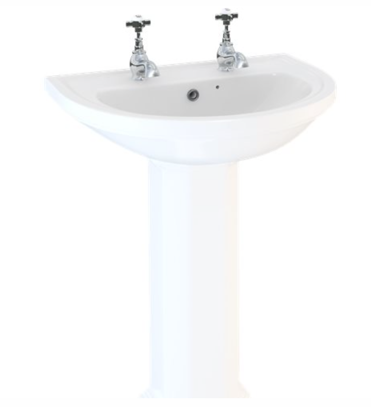 Lecico Classic Series 550mm Round Basin with Full Pedestal