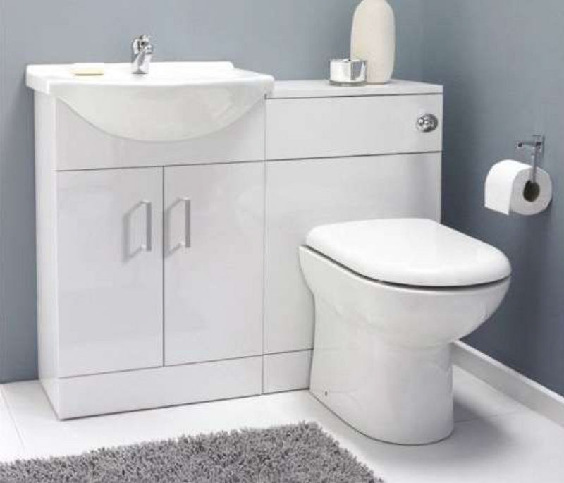 Villia Furniture White Gloss Standard 550mm Unit & Basin