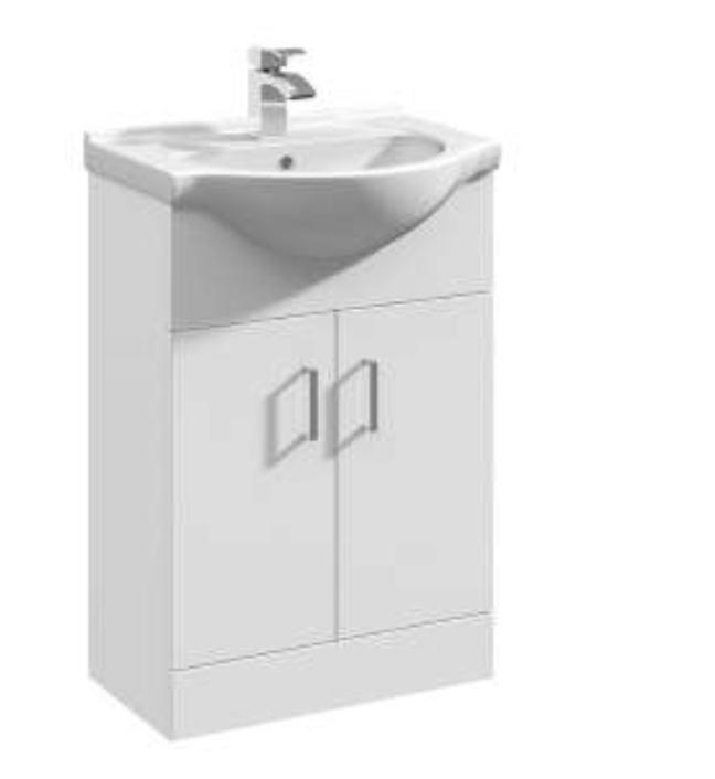 Villia Furniture White Gloss Standard 550mm Unit & Basin