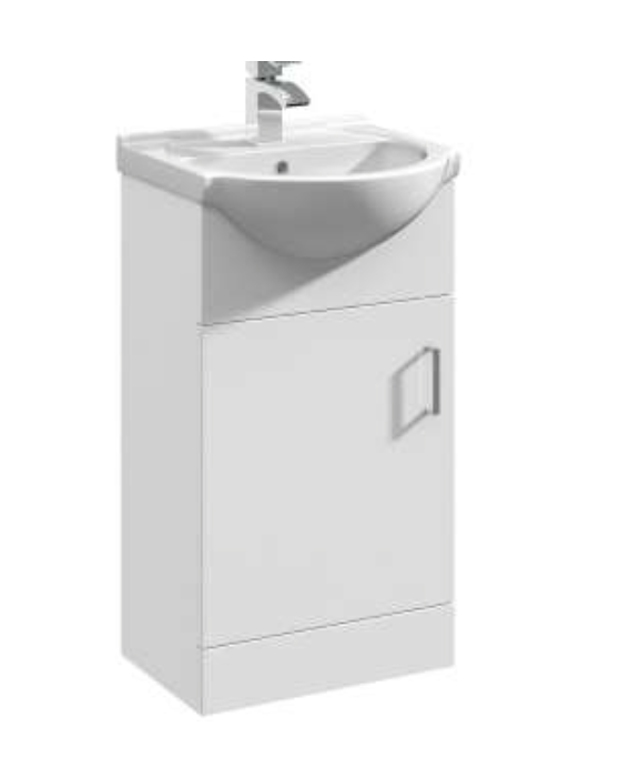 Villia Furniture White Gloss Standard 450mm Vanity Unit & Basin