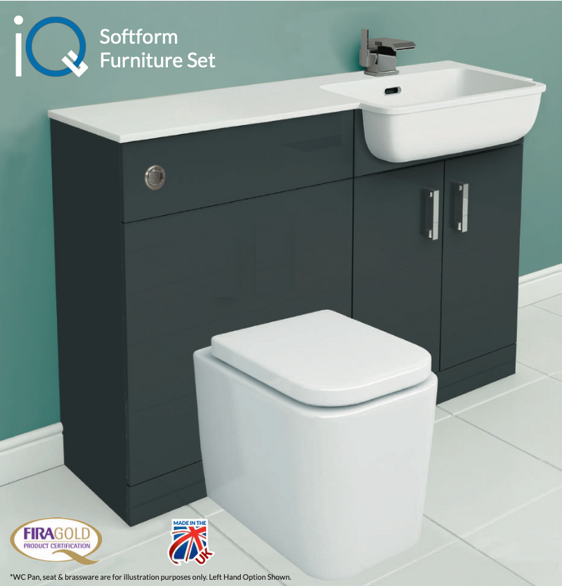 IQ Soft-Form Gloss Grey 1200mm Furniture Set Left Hand