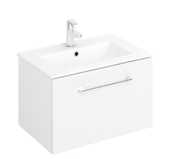 Lecico Carlton Gloss Grey 600 1 Drawer Unit with Basin