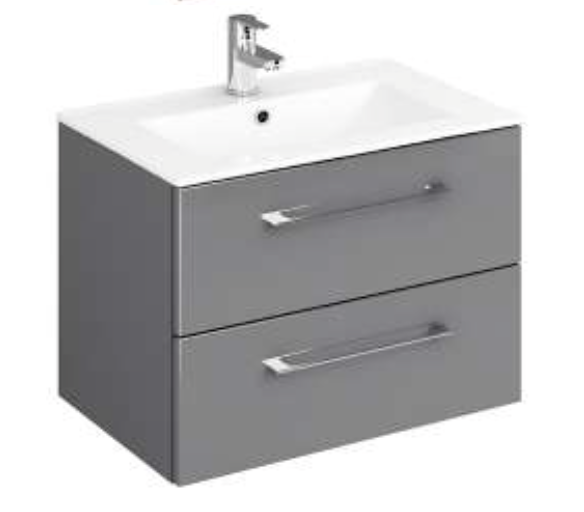 Lecico Carlton Gloss Grey 800 2 Drawer Unit with Basin