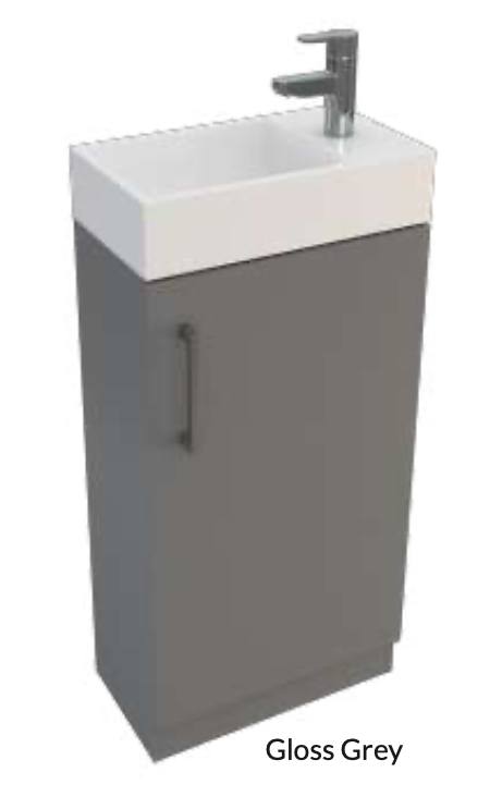 Lecico Linton Gloss Grey 450 Cloakroom Unit with Basin