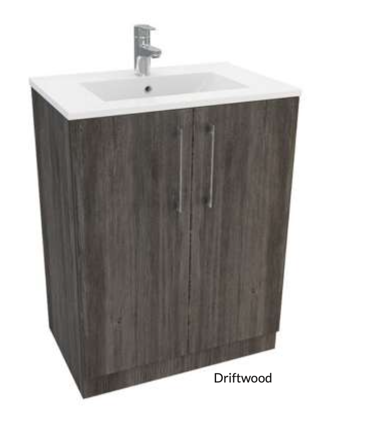 Lecico Linton Driftwood 600 Floorstanding 2 Door Vanity Unit with Basin