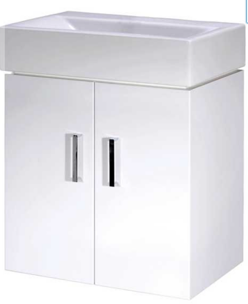 Atlantis White Wall Mounted 550 Vanity Unit with Basin