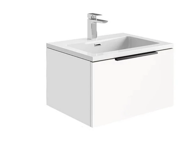 Ambience 600 Matt White LED Wall Hung Vanity with White Basin