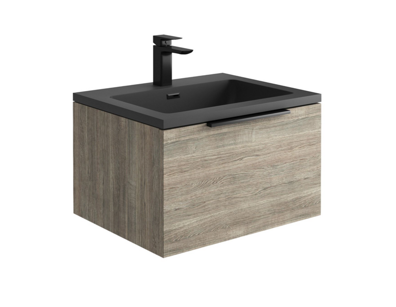 Ambience 800 Rustic Oak LED Wall Hung Vanity with White Basin