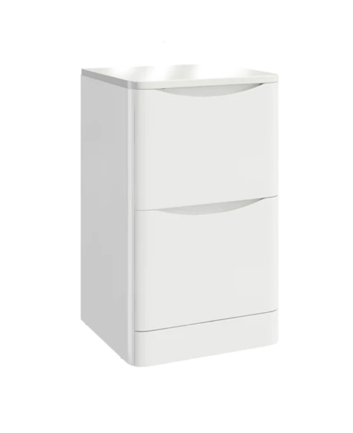 Bella High Gloss White 600 Floor Standing Vanity with Worktop