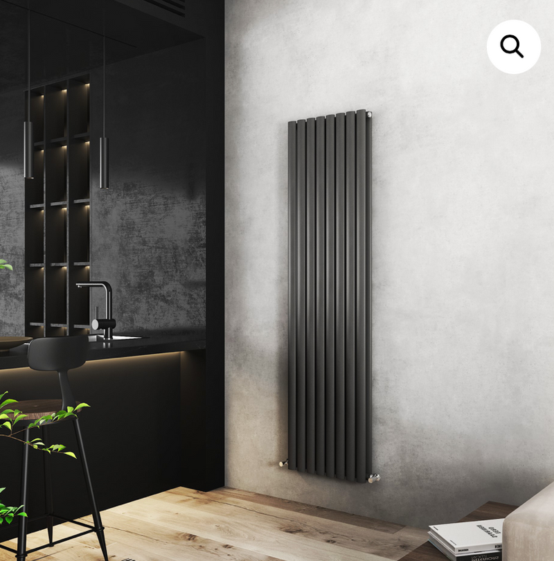 Elle Noir Black Double Radiator 1800 x 360mm