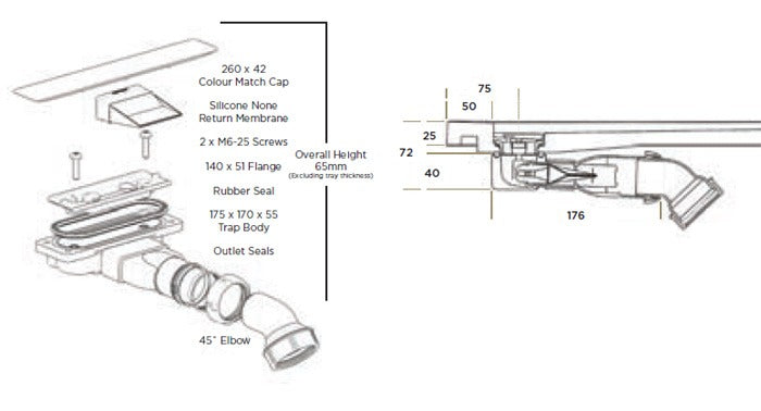 JT Evolved 25mm Rectangular Shower Tray Astro Black - Choose Size