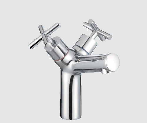 Space Q Cross Tap Y Mono Bathroom Basin Mixer Tap - Chrome