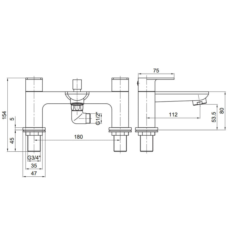 Tavistock Zero Chrome Bath Shower Mixer with Handset