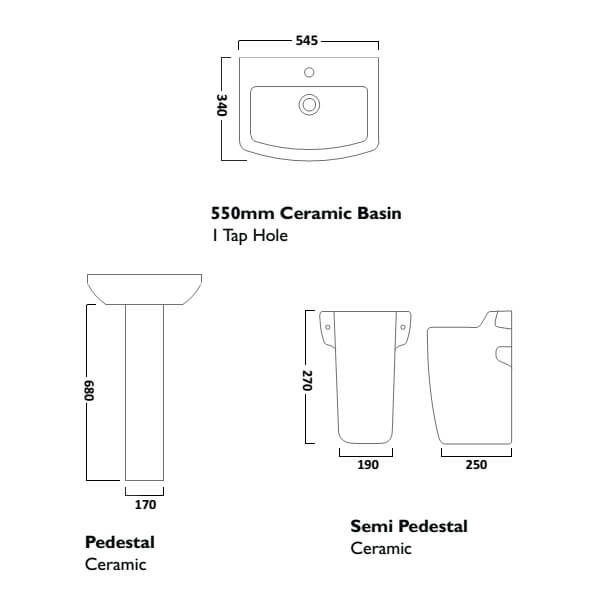 Tavistock Vibe Ceramic 550mm Wash Basin