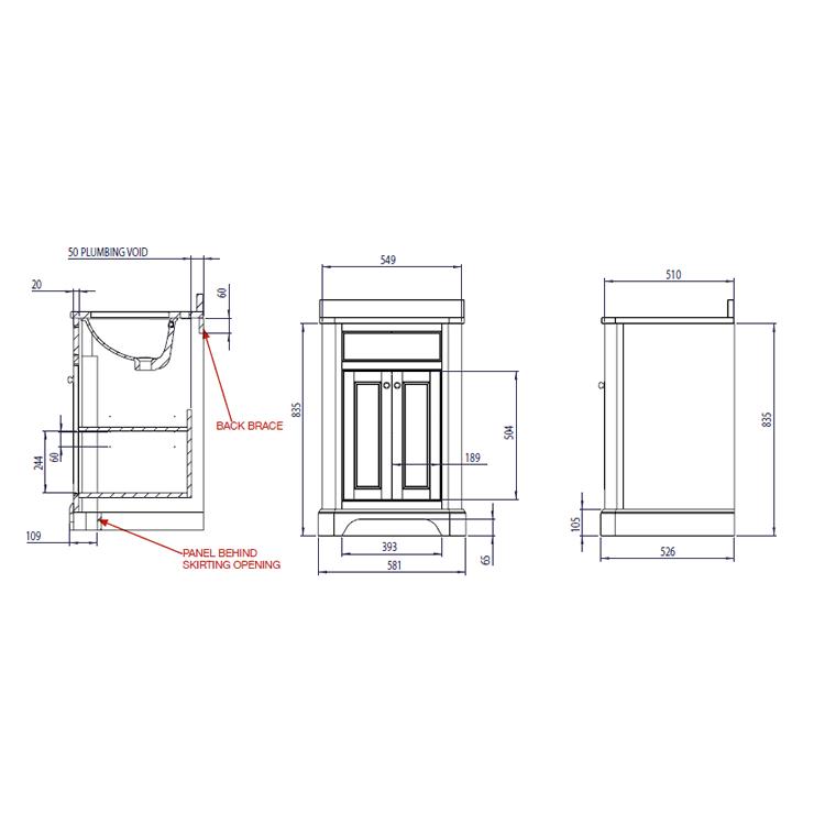 Tavistock Vitoria Linen White 600mm Floorstanding Unit with Underslung Basin