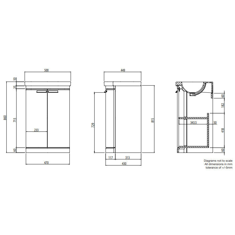 Tavistock Tempo 500mm White Floor Mounted Curved Vanity Unit & Basin