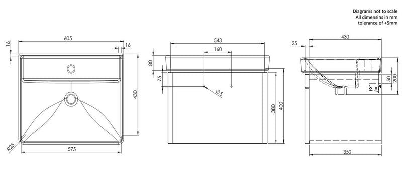 Tavistock Compass 600 Wall Mounted Unit & Basin - Select Colour