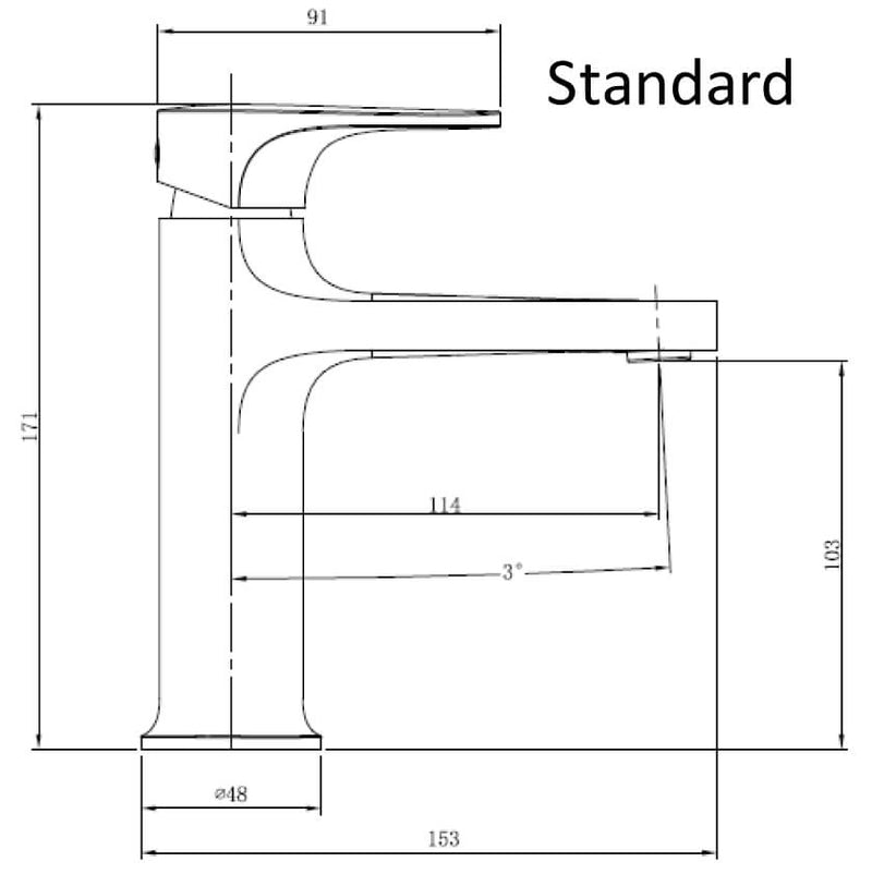 RAK Portofino Matt Black Basin Mixer Tap