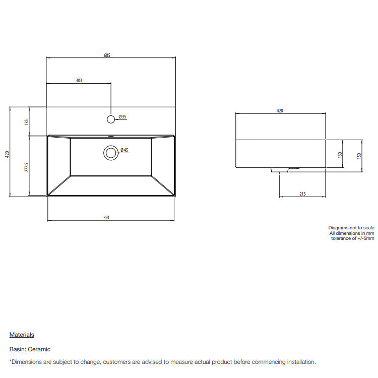 Tavistock Forum White 600mm Wall Mounted Vanity & Basin