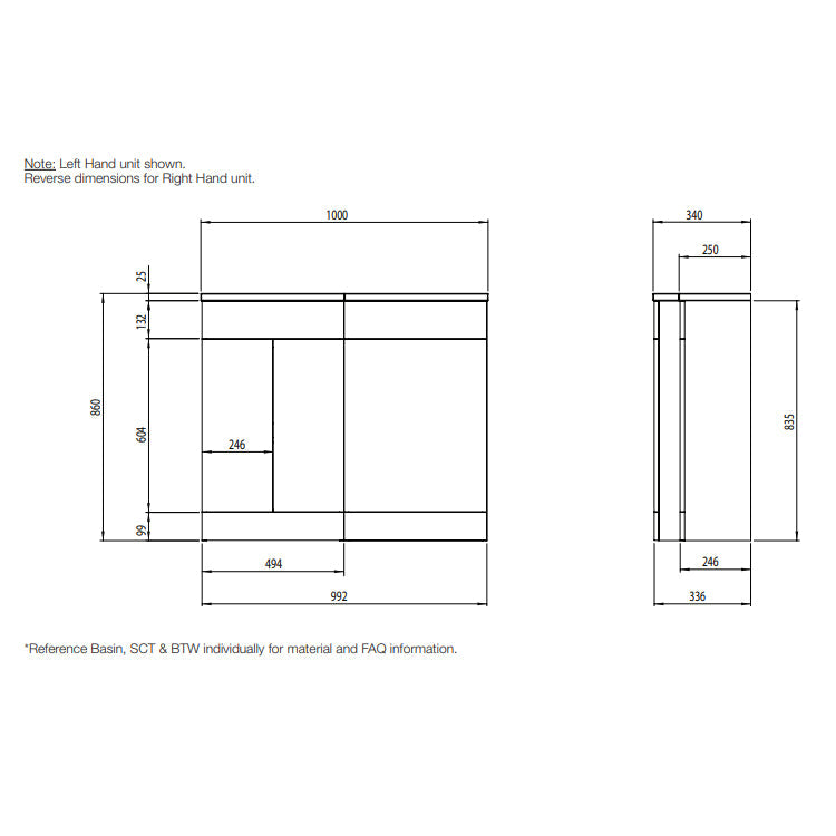 Tavistock Nexus 1000 Floorstanding Unit & 500 Basin Right Hand